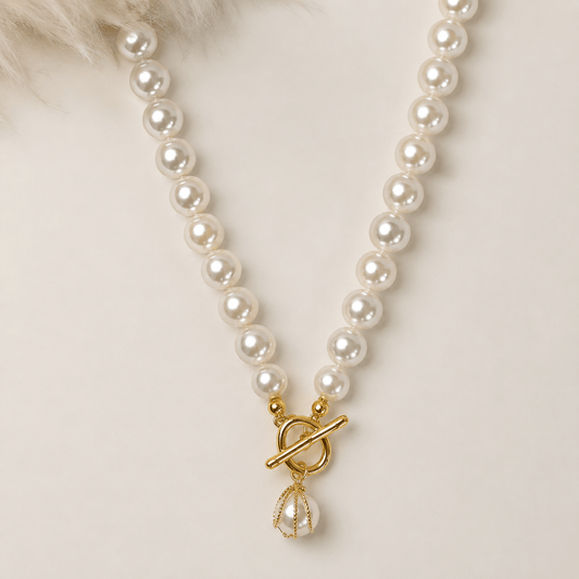 Pearl halo toggle necklace - VANIDAMSELL