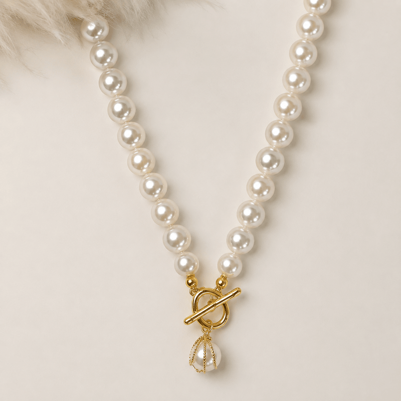 Pearl halo toggle necklace - VANIDAMSELL